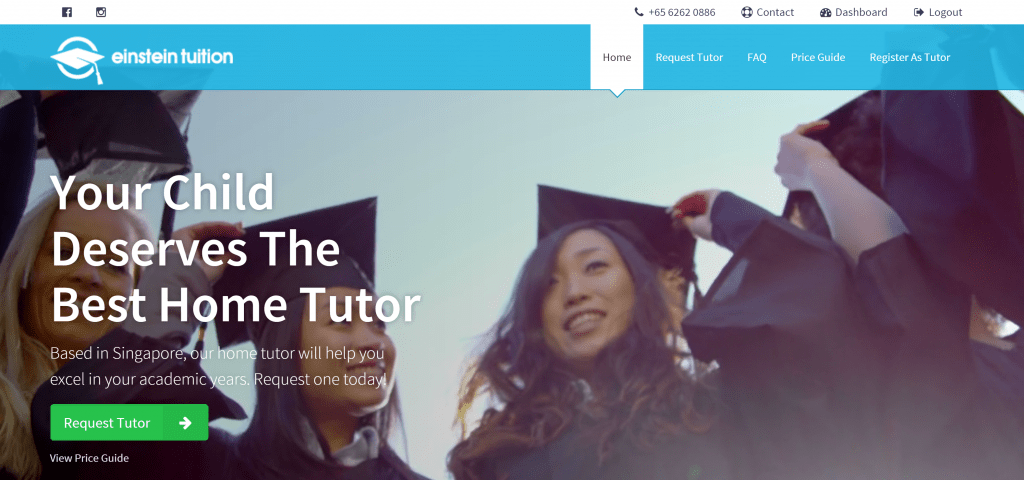 This is a picture of einstein tuition website