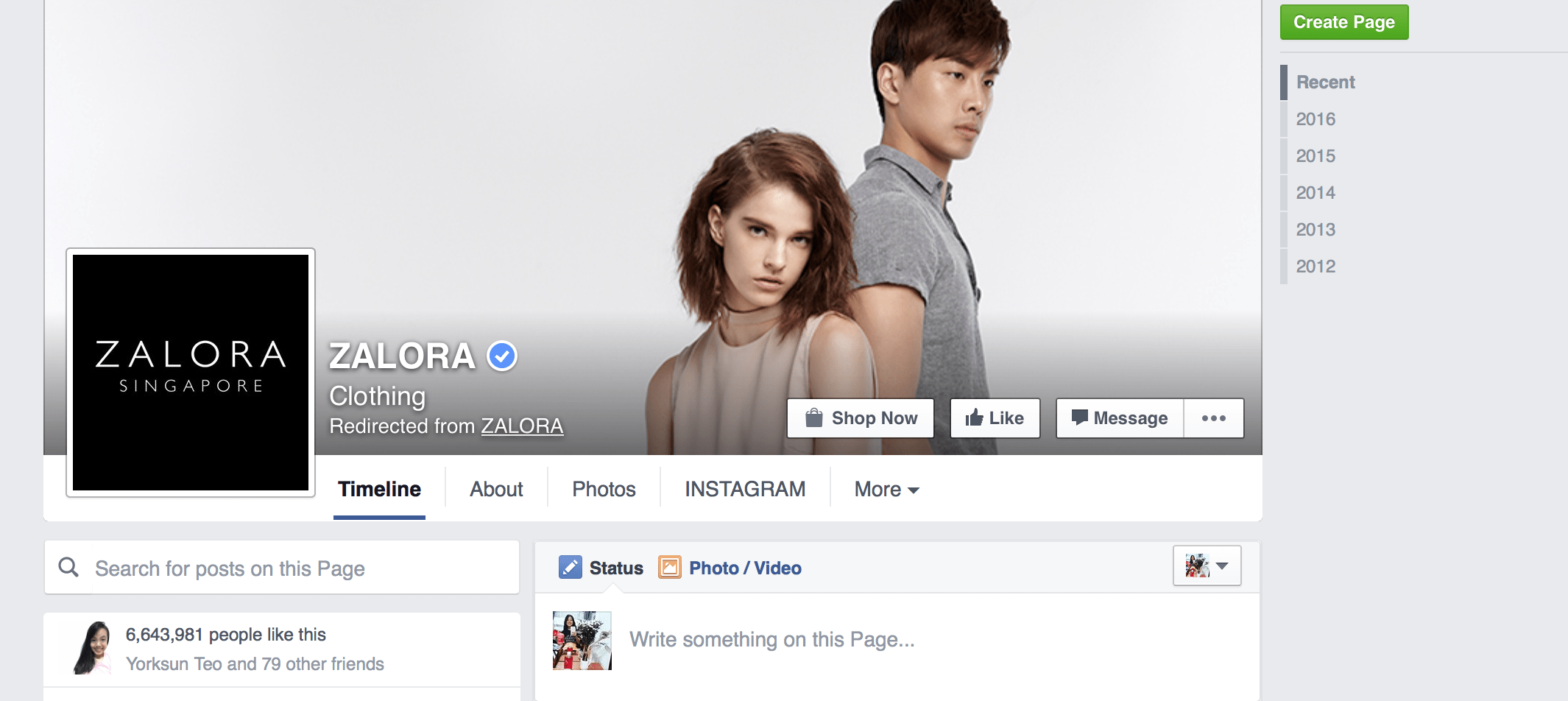 Zalora Facebook online presence